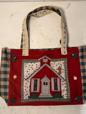 Schoolhouse Teacher Folk Cottagecore Tote Bag Tape Measure Handle Small/Medium